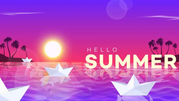 Vector illustration of Hello Summer. Abstract Vector Background.