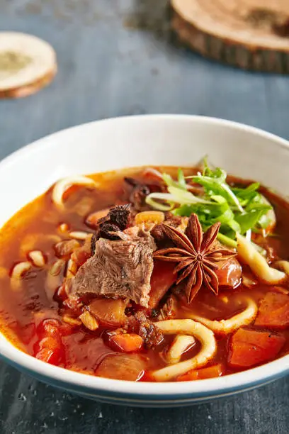 Photo of Lagman or Laghman of Beef and Pulled Homemade Noodles