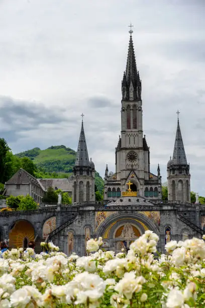 Photo of View of the basilica of Lourdes city in France