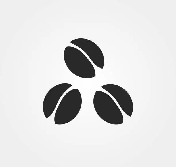 Vector illustration of Three black coffee beans icon.