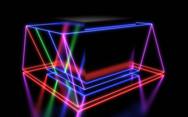 istock 3D abstract geometric background with neon lights 1153845444