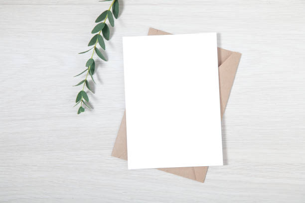 свадебное приглашение mockup, пустой приглашение партии карты - blank card стоковые фото и изображения