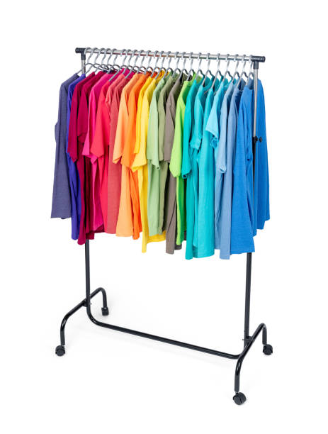 istock Mobile hanger with colorful clothes, isolated on white background. File contains a path to isolation 1153847226