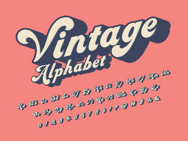 groovy font Vector of groovy hippie style alphabet design retro fonts stock illustrations