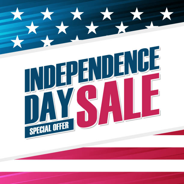 illustrazioni stock, clip art, cartoni animati e icone di tendenza di united states independence day sale background di offerte speciali con bandiera nazionale americana per affari, promozione e shopping per le vacanze. - traditional culture branding business marketing