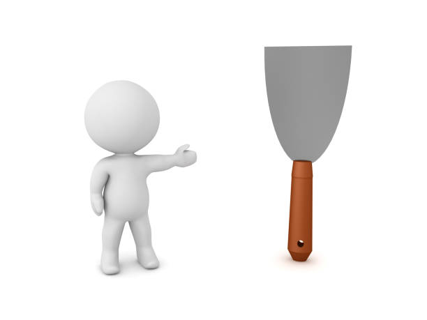 istock 3D Character showing putty knife 1153857636