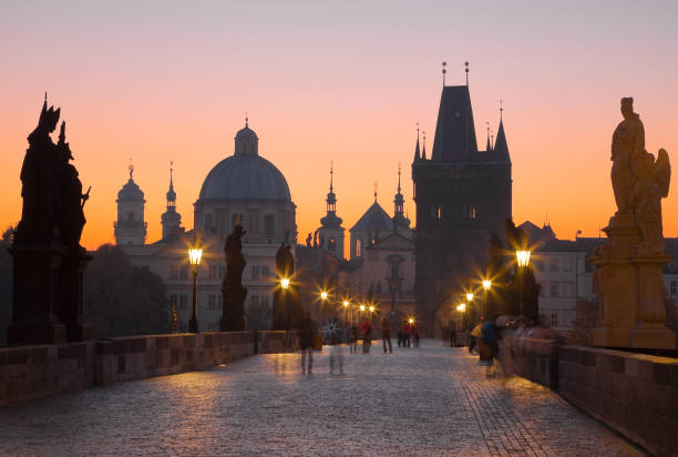 istock Prague - The Charles bridge at dusk. 1153860147