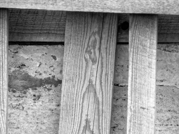 istock a wooden staircase beside the concrete Foundation 1153861505
