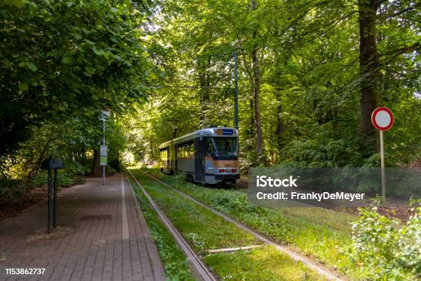 Brussels Contemporary Tramways In The Spring Stock Photo - Download Image Now - Beauty, Beauty In Nature, Belgium