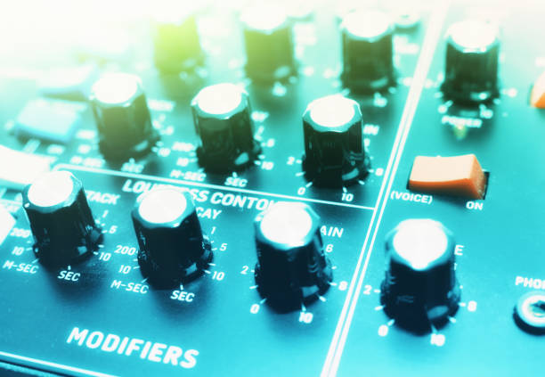 istock Control panel of retro analog synthesizer for making electronic music 1153863212