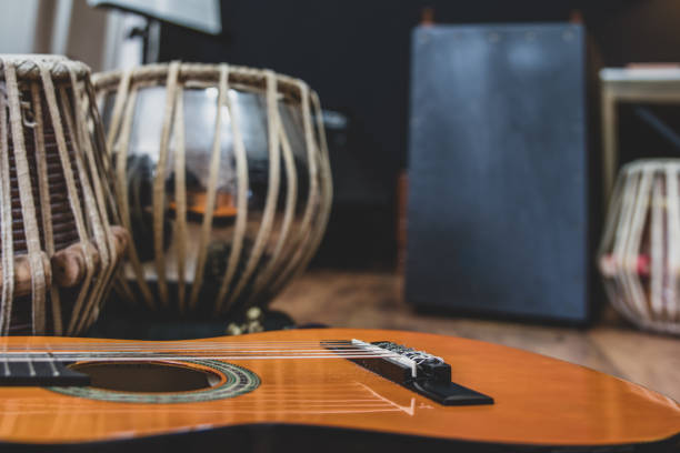 istock Guitar, tabla and Cajon - musical instruments. 1153864712