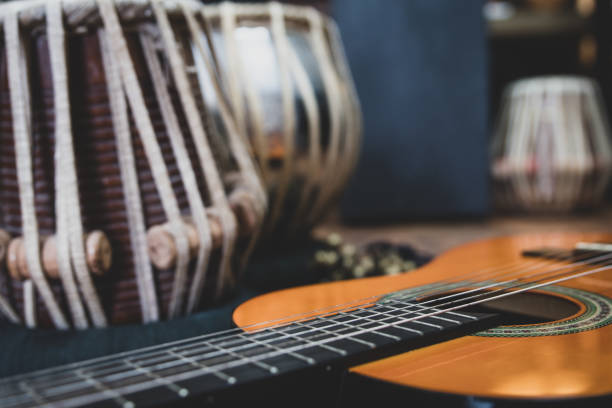 istock Guitar, tabla and Cajon - musical instruments. 1153864714