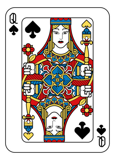 istock Playing Card Queen of Spades Yellow Red Blue Black 1153865644