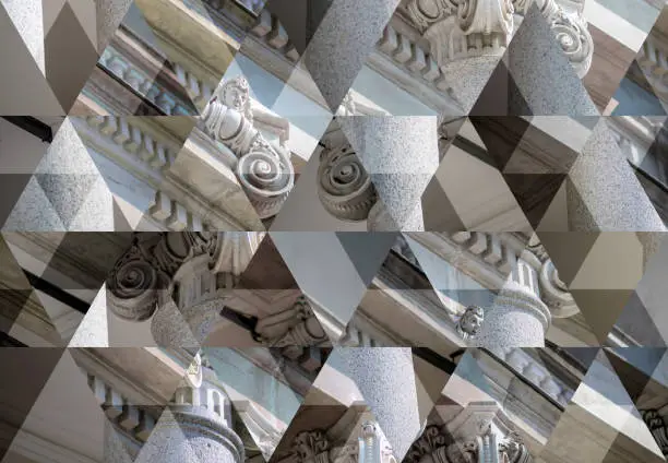 Photo of Abstract triangle mosaic background: Column capital