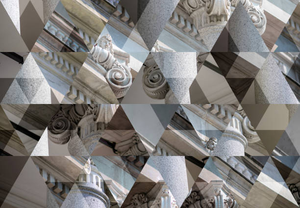 abstract triangle mosaic background: column capital - corinthian imagens e fotografias de stock