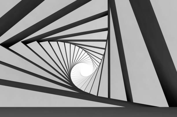 istock Abstract spiral black white tunnel 3d 1153867277