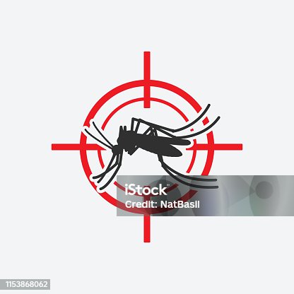 istock Mosquito icon red target. Insect pest control sign 1153868062