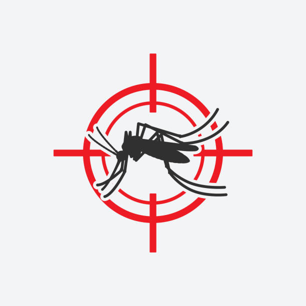 Mosquito icon red target. Insect pest control sign Mosquito icon red target. Insect pest control sign. Vector illustration edgy drawings stock illustrations
