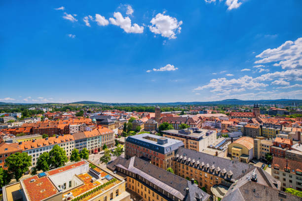 Aerial view over the historic city center of Bayreuth, Franconia Aerial view over the historic city center of Bayreuth, Franconia on a beautiful summer day bayreuth stock pictures, royalty-free photos & images