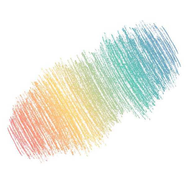 손으로 그린 다채로운 연필 낙서. 수채화 그런 지 배경 요소입니다. 아이 들을 위한 무지개 텍스트 프레임입니다. - spectrum pencil art and craft equipment rainbow stock illustrations