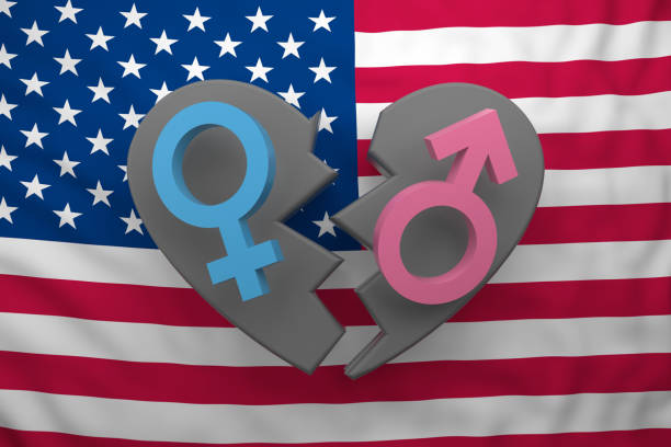 istock Marriage breakdown symbol with USA flag 1153872463