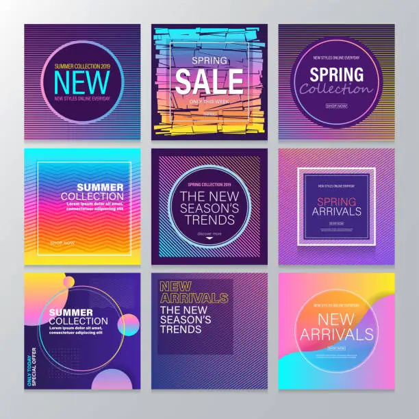 Vector illustration of New Arrival and Spring/Summer Collection Banner with Abstract Geometric Background.
