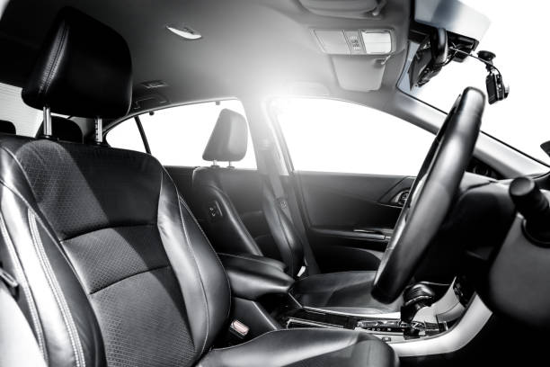 istock Clean console modern car, black indoor design. 1153878531
