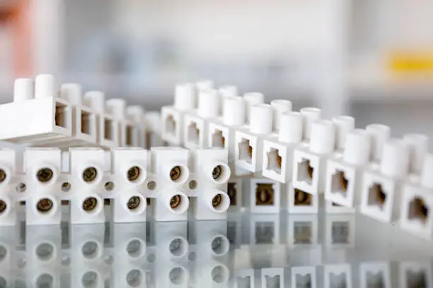 White plastic cases of pc 12-pin peripheral power connectors