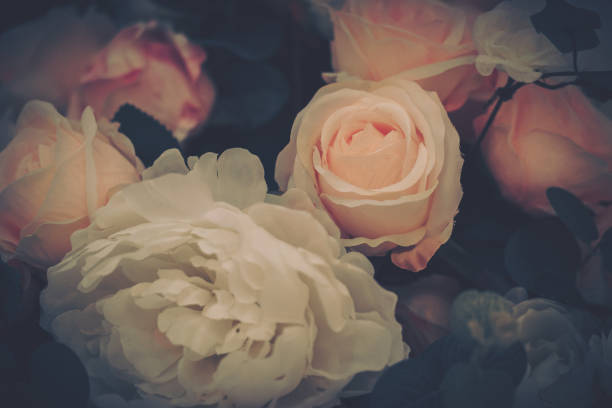 istock Beautiful Artificial Flowers Background, Vintage style; 1153880746