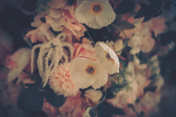 istock Beautiful Artificial Flowers Background, Vintage style; 1153880750
