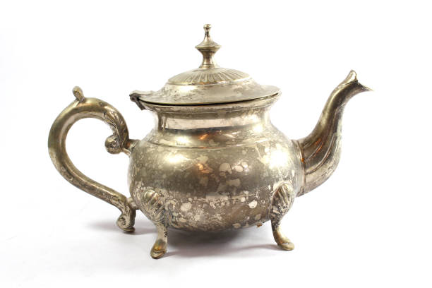 istock Vintage Antique Coffee or Tea Pot Kettle on White Background 1153881793