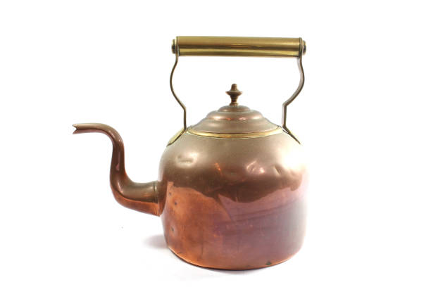 Vintage Antique Coffee or Tea Pot Kettle on White Background