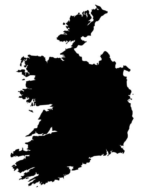 illustrations, cliparts, dessins animés et icônes de carte noire de l’irlande sur le fond blanc - republic of ireland