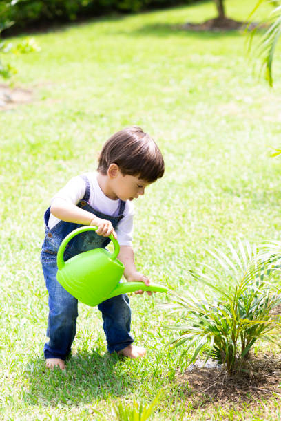 istock Happy Boy Watering Plants 1153883273