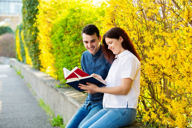 istock Students learning for exam together in a city park 1153884515
