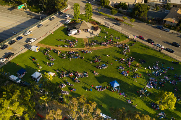 Picnic in the Park  - Aerial Drone Shot