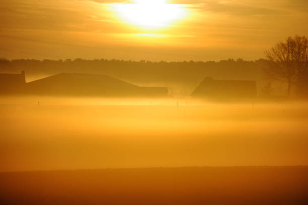 istock Misty sunrise in the country 1153894489