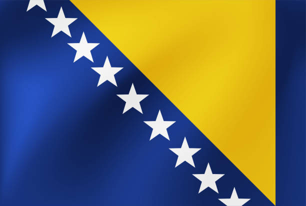 보스니아 헤르체고비나의 벡터 국기입니다. 스포츠 경기, 전통 또는 주 이벤트에 대 한 그림. - bosnia herzegovinan flag stock illustrations