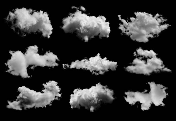 istock Set of Cloudson black background 1153894980
