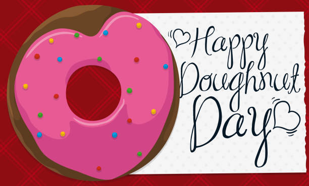 istock Delicious Donut with Heart Glaze and Napkin for Doughnut Day 1153899229