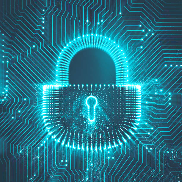 istock Coputer internet cyber security background. Cyber crime illustration. digital lock 1153899869