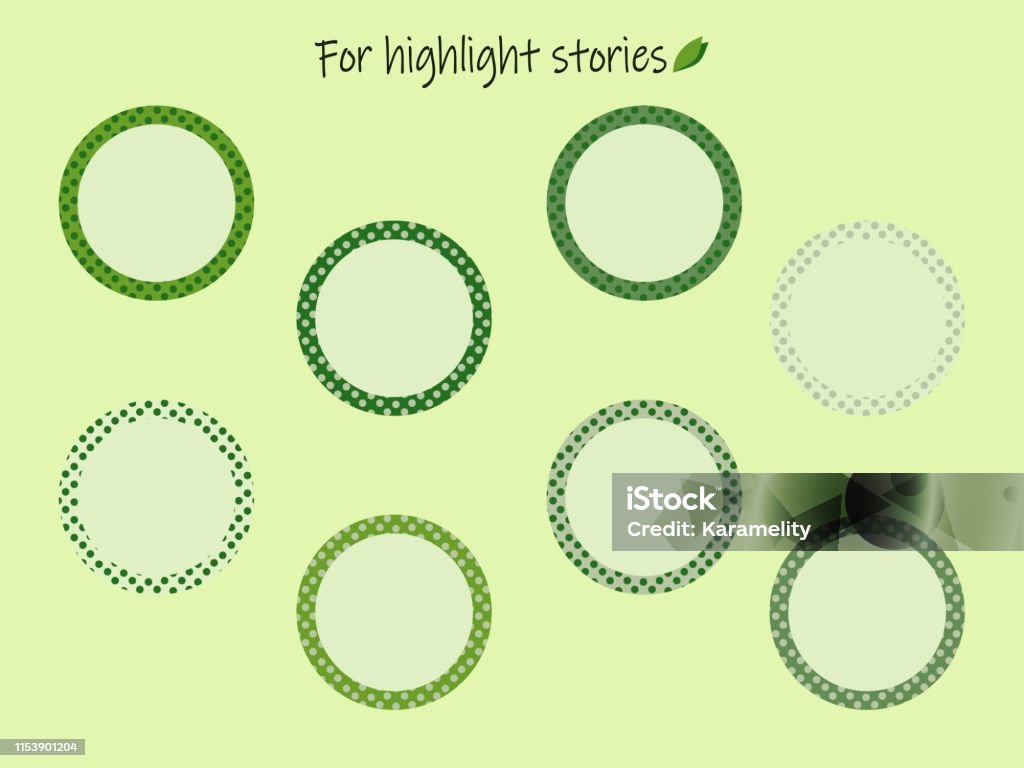 Highlights Story icons with green peas for the inscriptions Highlights Story icons with green peas for inscriptions Beauty stock vector