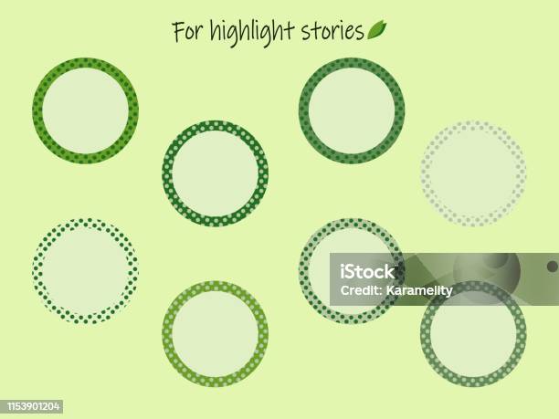 Highlights Story Icons With Green Peas For The Inscriptions Stock Illustration - Download Image Now