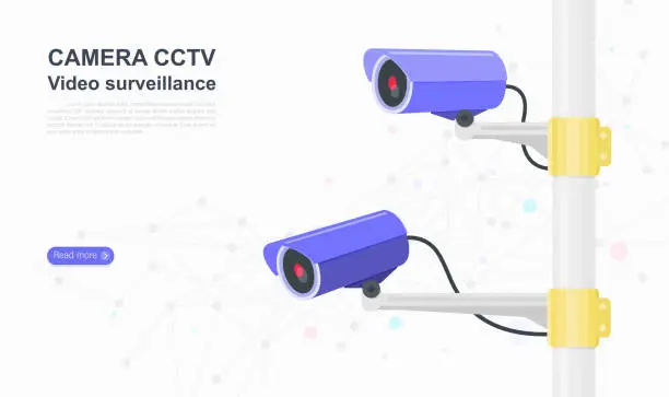 Vector illustration of Camera cctv. video surveillance. landing page graphic design website template. Vector illustration