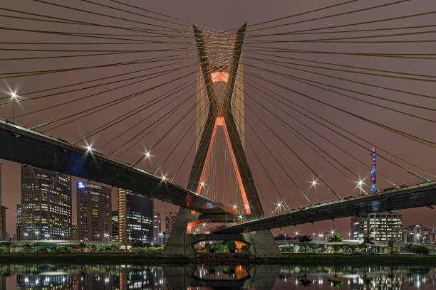 schrägseilbrücke, são paulo barzil - schrägseilbrücke stock-fotos und bilder