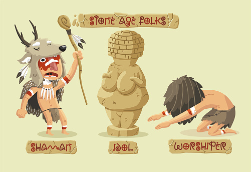 Stone age characters set