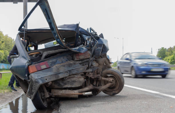 istock car has dented rear bumper damaged after accident 1153921003