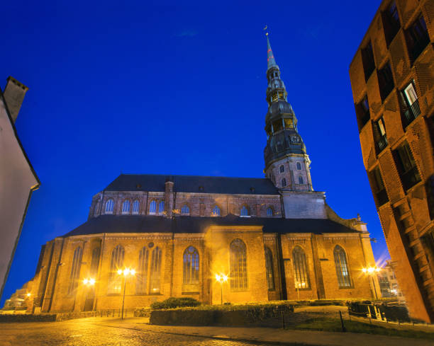 St. Peter's Church  , Riga.  Evening