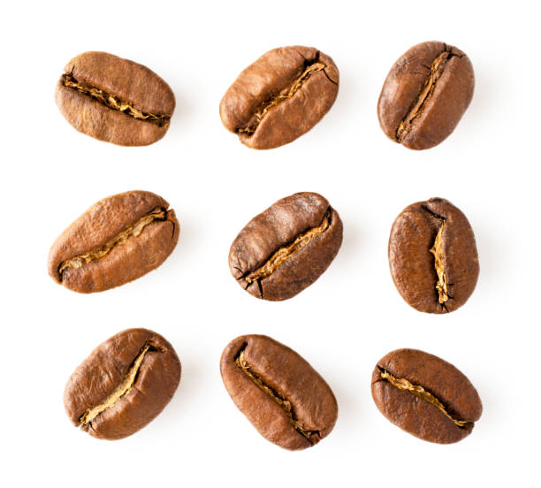 istock Set of coffee beans close up on a white. Isolated. 1153922133