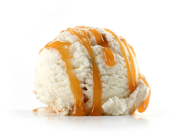 ice cream with caramel sauce - fotografia de stock